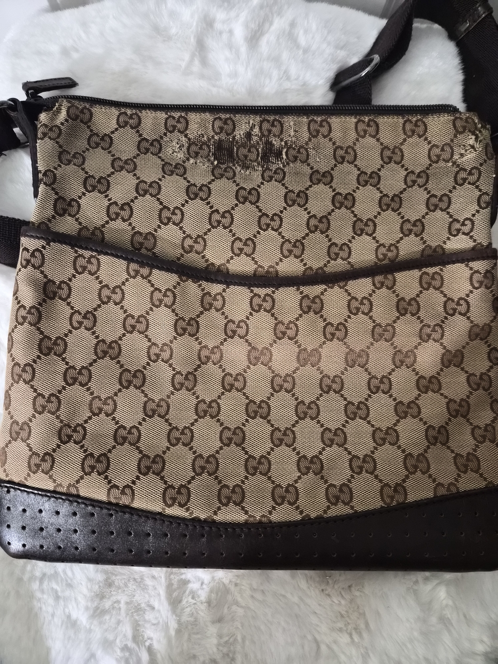 PROJECT... Gucci Beige/Brown Monogram Crossbody Bag
